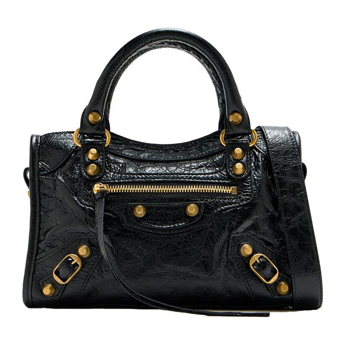 BALENCIAGA Le Cagole Mini Leather Tote Bag Black