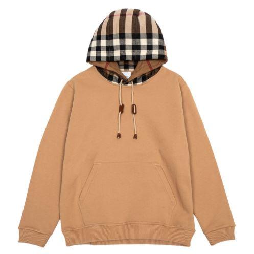 BURBERRY Check Fleece Hooded Sweatshirt Unisex Hoodie