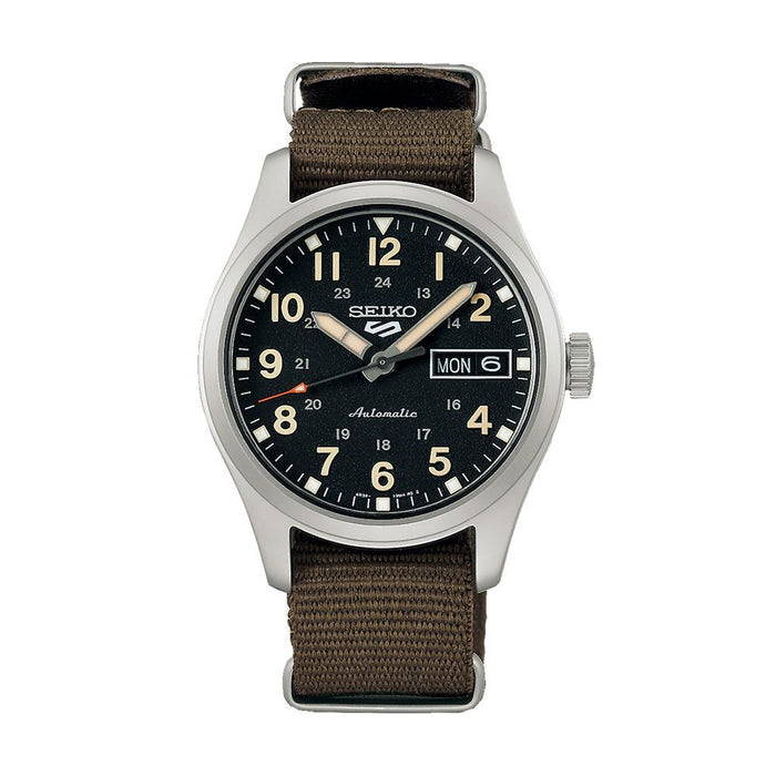 Seiko Khaki Brown Silver Automatic NATO Strap Men’s Watch SRPJ85K1