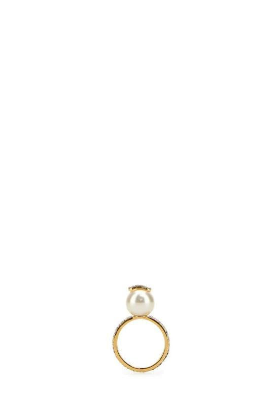 VALENTINO V Logo Pearl Crystal Ring 5W2J0W71 QVS Y49