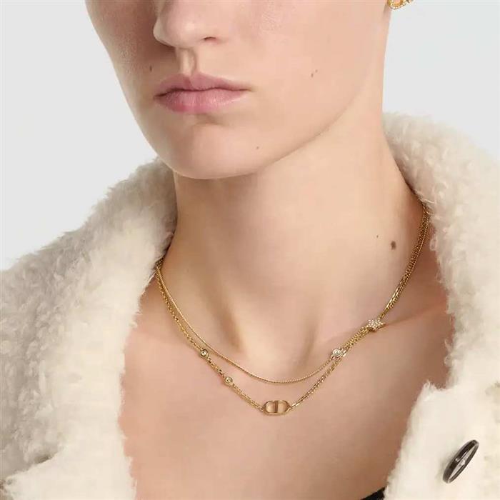 DIOR Petit CD Double Necklace Gold-Tone Metal Pendant