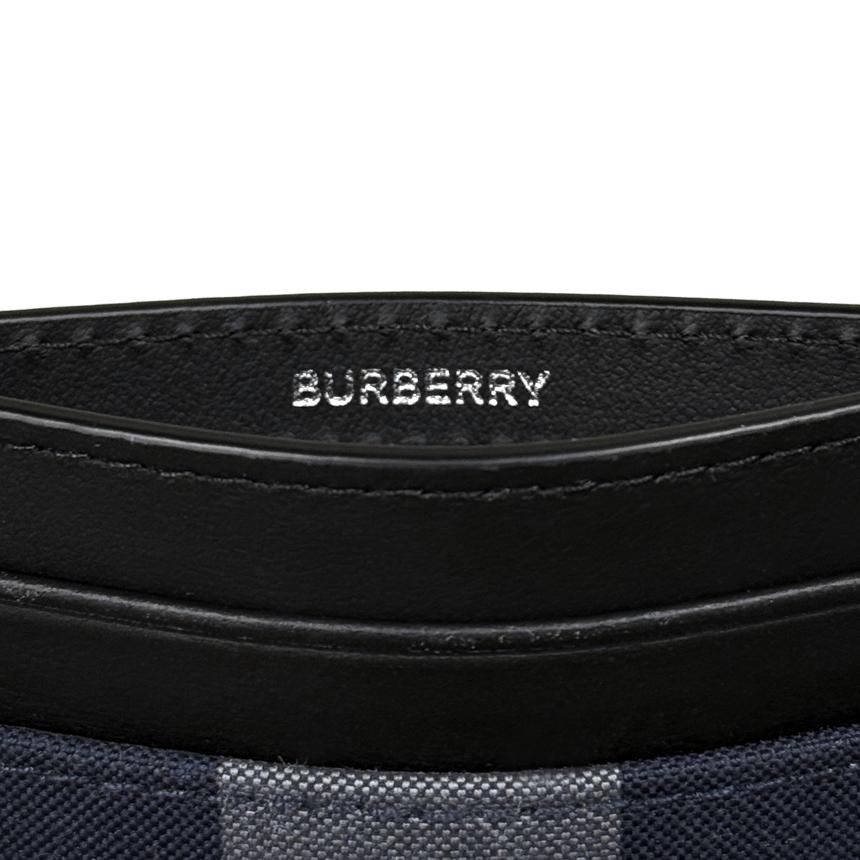 BURBERRY Navy Leather Sandon Card Holder Wallet