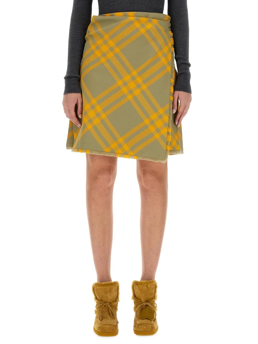 BURBERRY Beige Checked Wool Mini Skirt
