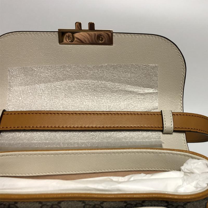 GUCCI Padlock Mini Shoulder Bag Beige GG Supreme Leather Trim