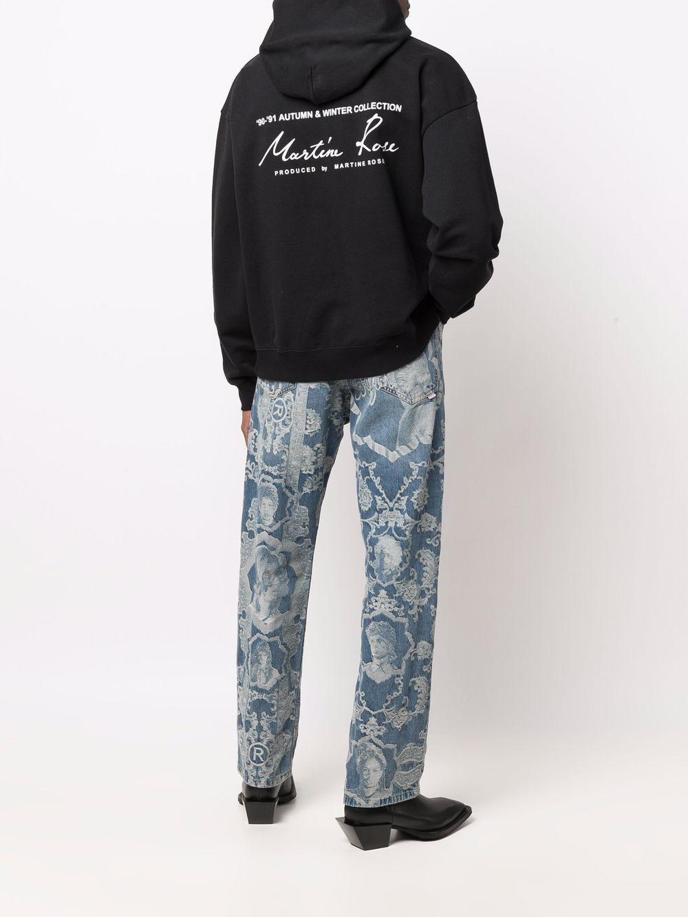 MARTINE ROSE Black Back Lettering Hooded Sweatshirt CMRSS28602FL BLACK STK