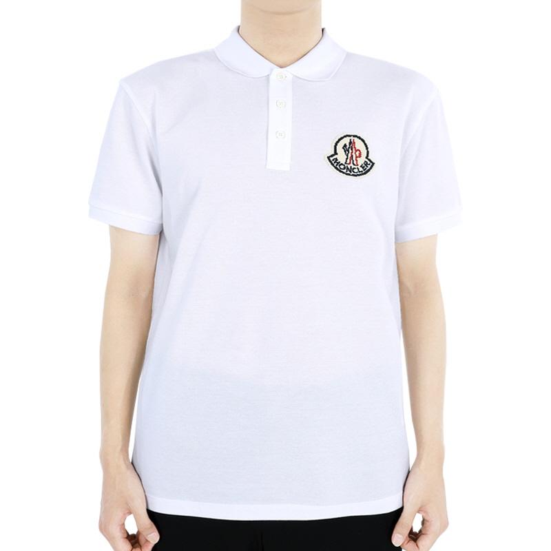 Moncler Men’s Logo Patch PK Short Sleeve Polo Shirt White