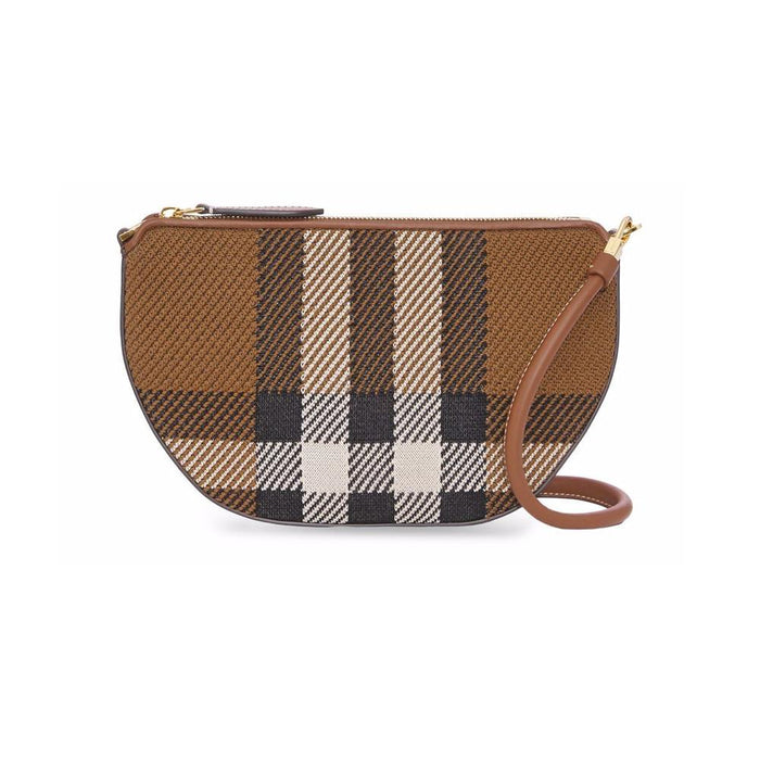 BURBERRY Olympia Check Shoulder Bag Birch Brown