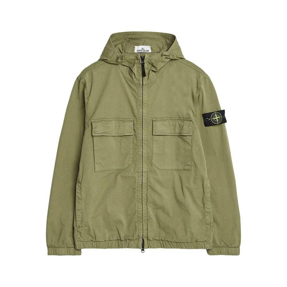 STONE ISLAND Hooded Stretch Cotton Windbreaker Jacket Military Khaki