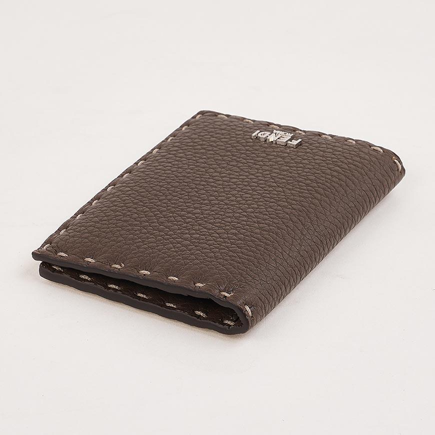 FENDI Men’s Selleria Leather Cardholder Wallet Navy