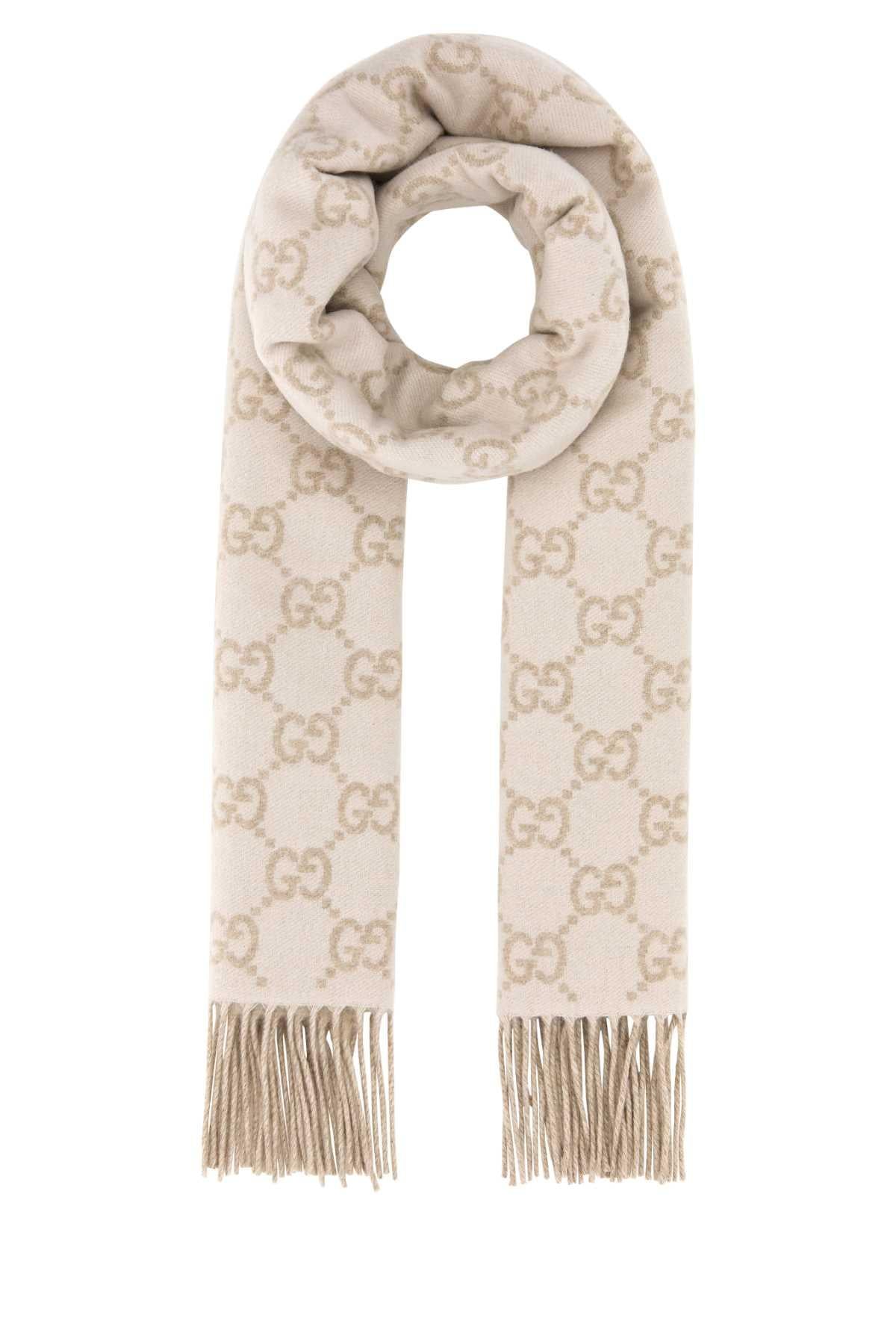 GUCCI Beige Wool Knit Scarf