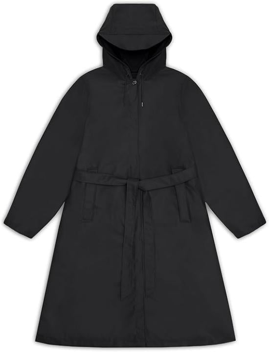 RAINS A-Line Long Jacket for Men 1204001 BLACK DOM