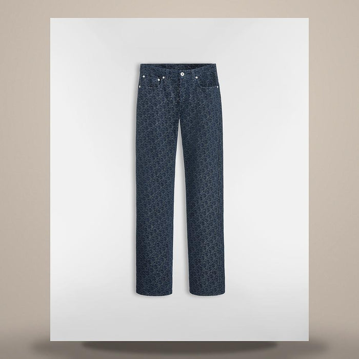 DIOR Regular Fit Navy Blue Dior Oblique Cotton Denim Blouse