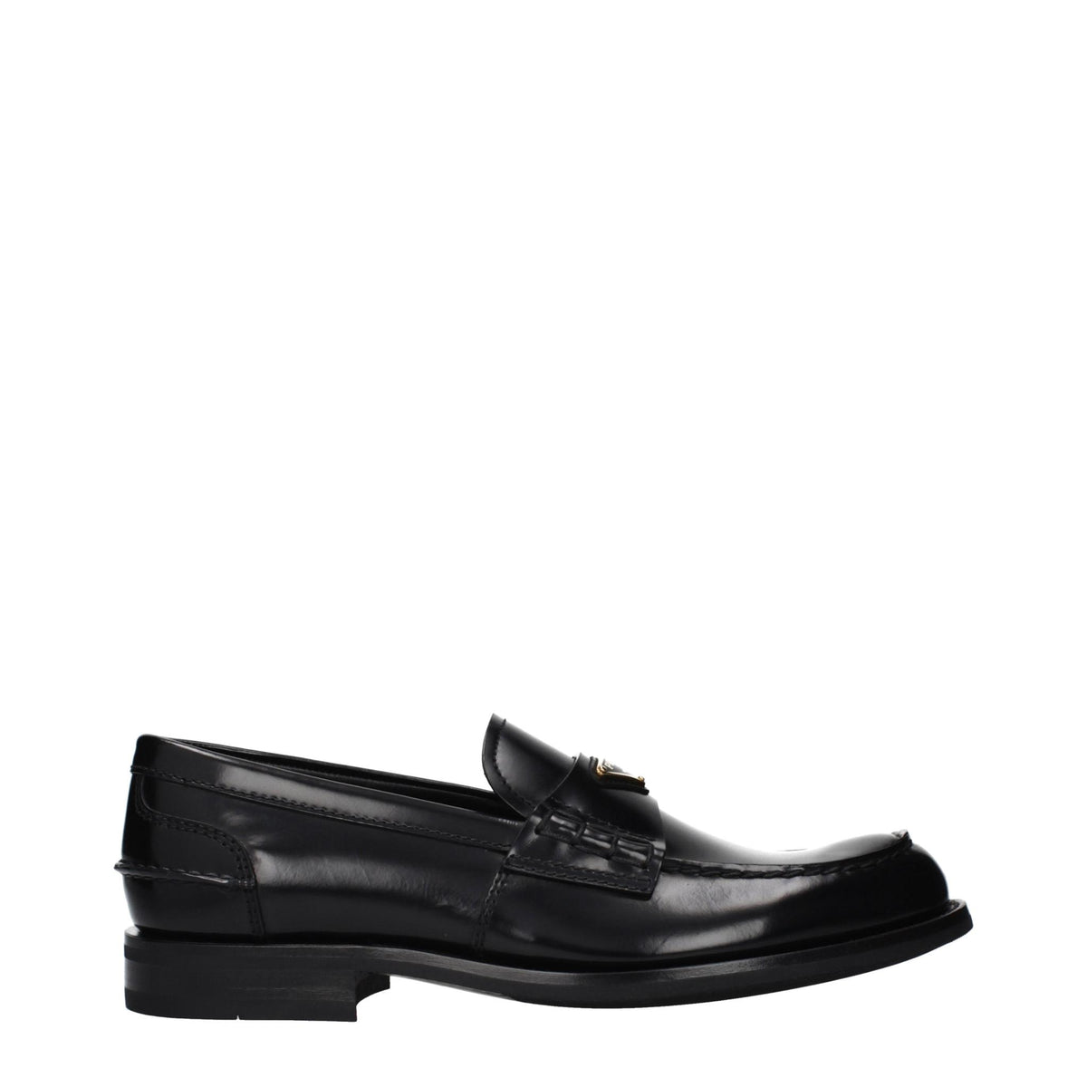 PRADA Black Leather Penny Loafers for Men
