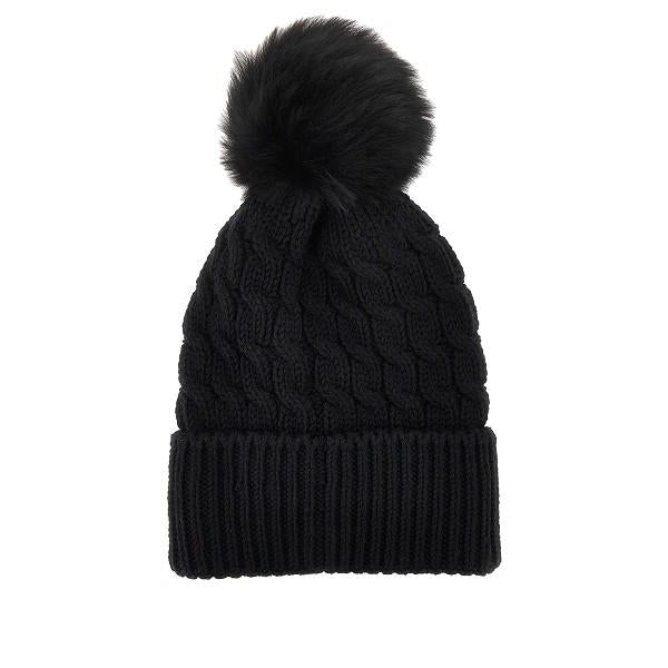 Moncler Black Knit Wool Beanie Hat for Women