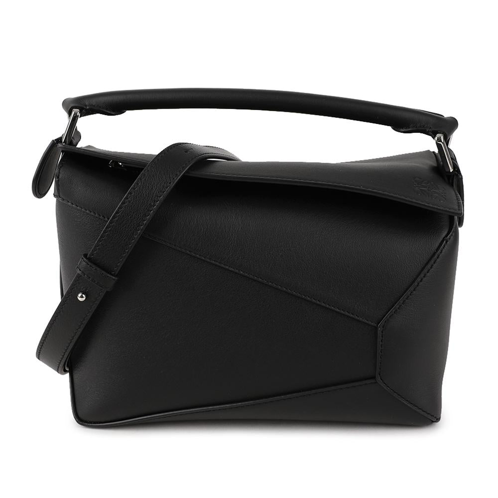LOEWE Small Puzzle Edge Bag Black Leather Tote A510P60 XAC 1100