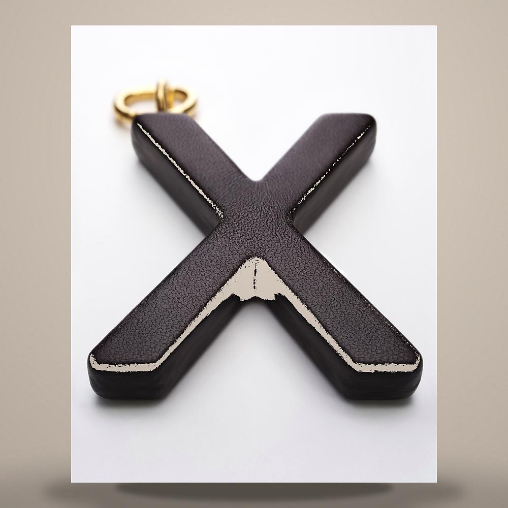 CELINE Alphabet X Letter Charm Lambskin Gold-Finish Brass Keyring B10F54V62 19CG