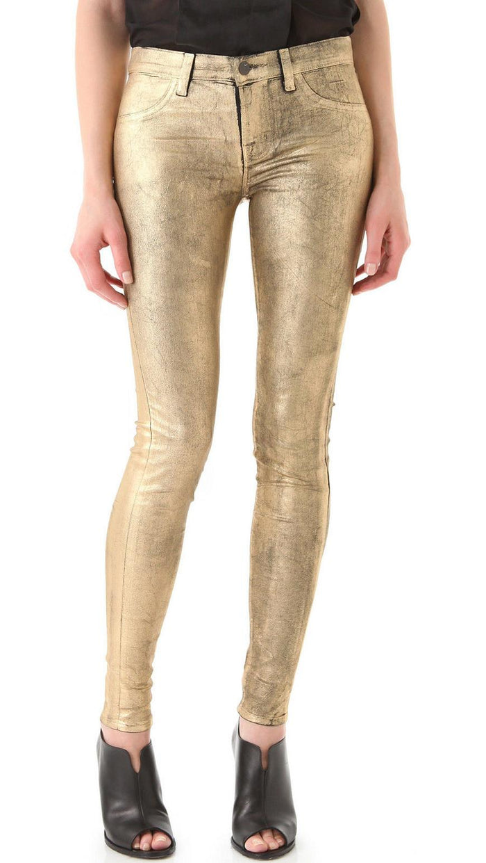J BRAND Metallic Gold Coated Denim Jeans
