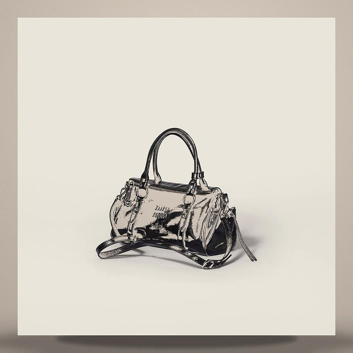Miu Miu Glossy Leather Shoulder Bag Black Handbag 5BA333 2A44 F0002