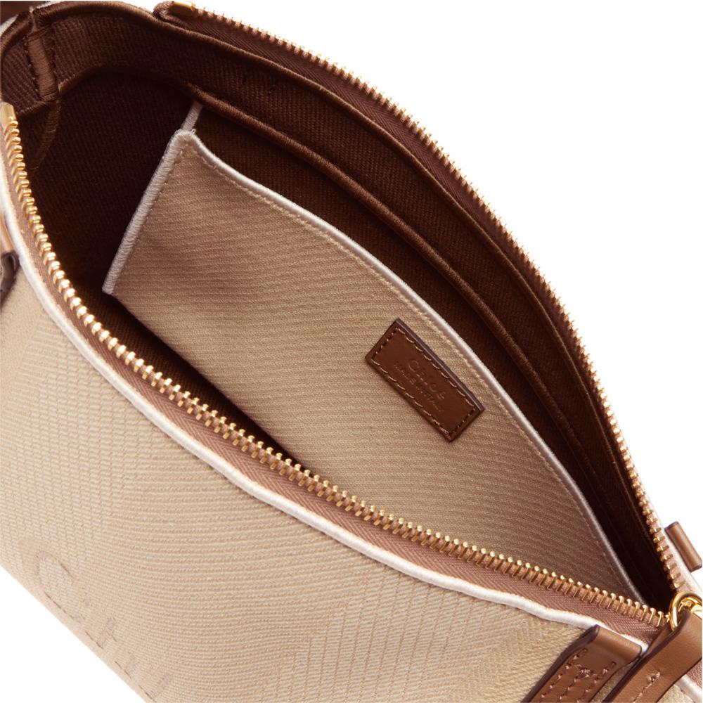 Chloe Cady Logo Embroidered Shoulder Bag Beige CHC25UP566O65 23N