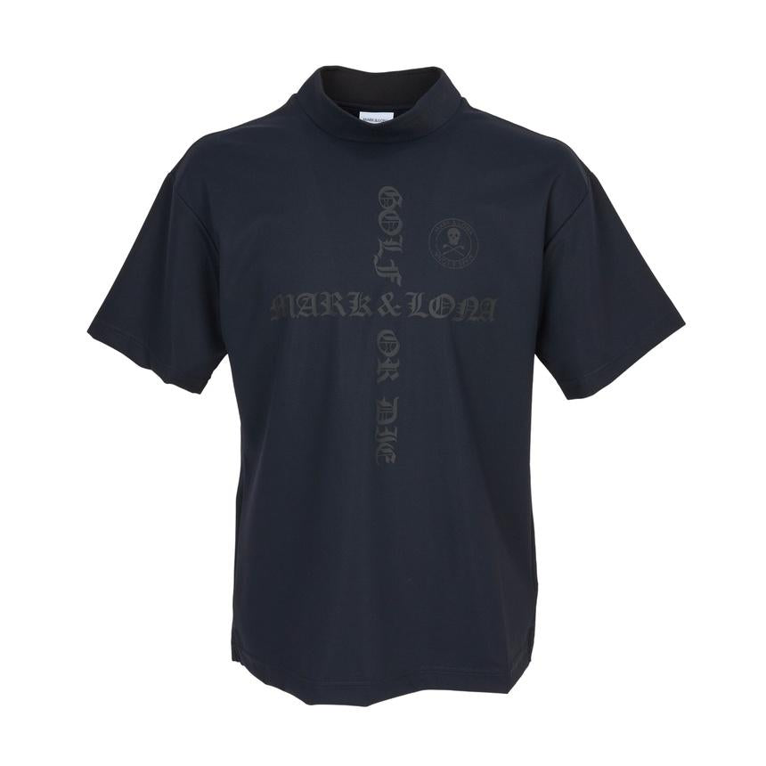 MARK&LONA Navy Men’s Golf Mock Neck Short Sleeve T-Shirt
