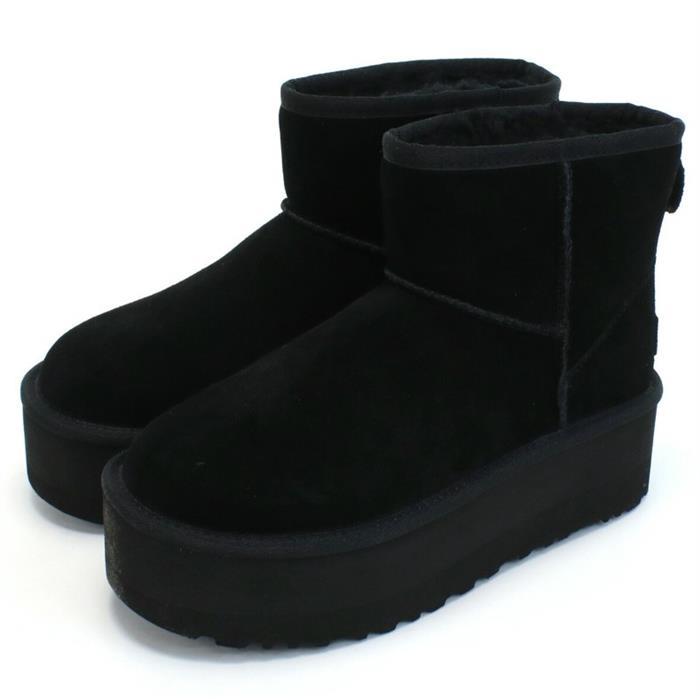 Ugg Classic Mini Platform Boots Women’s Black Suede Mid Ankle Boot 1134991 Black