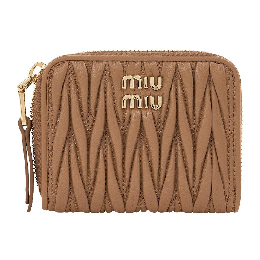Miu Miu Matelassé Leather Coin Card Holder Pink Women’s Wallet
