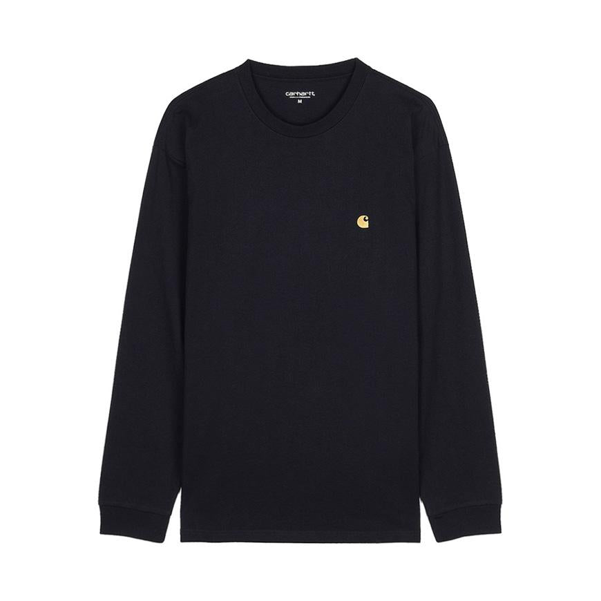 CARHARTT WIP Men’s Chase Long Sleeve T-Shirt Black Cotton