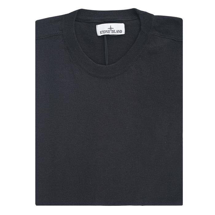 STONE ISLAND Woven Patch Crewneck Knit Long Sleeve T-Shirt