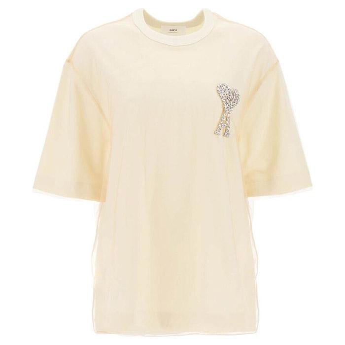 AMI Crystal Heart Logo T-Shirt for Women UTS021 PA0015 268