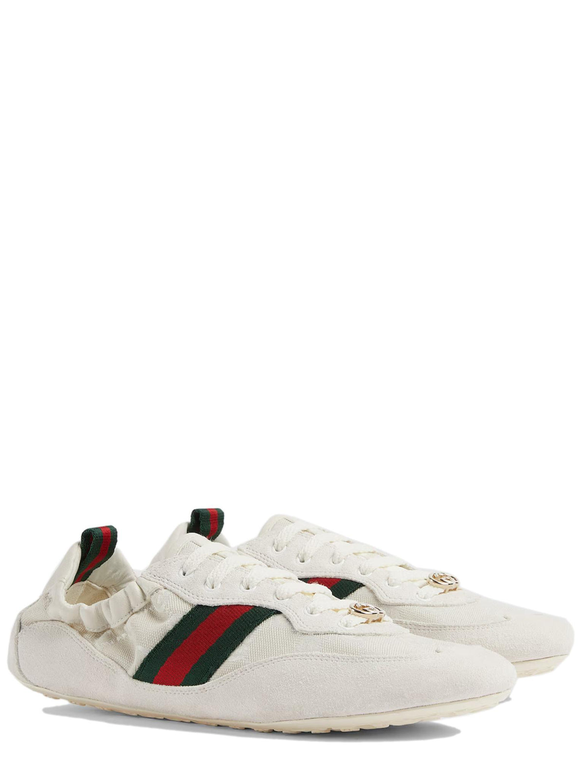 GUCCI White Leather Low-Top Sneakers