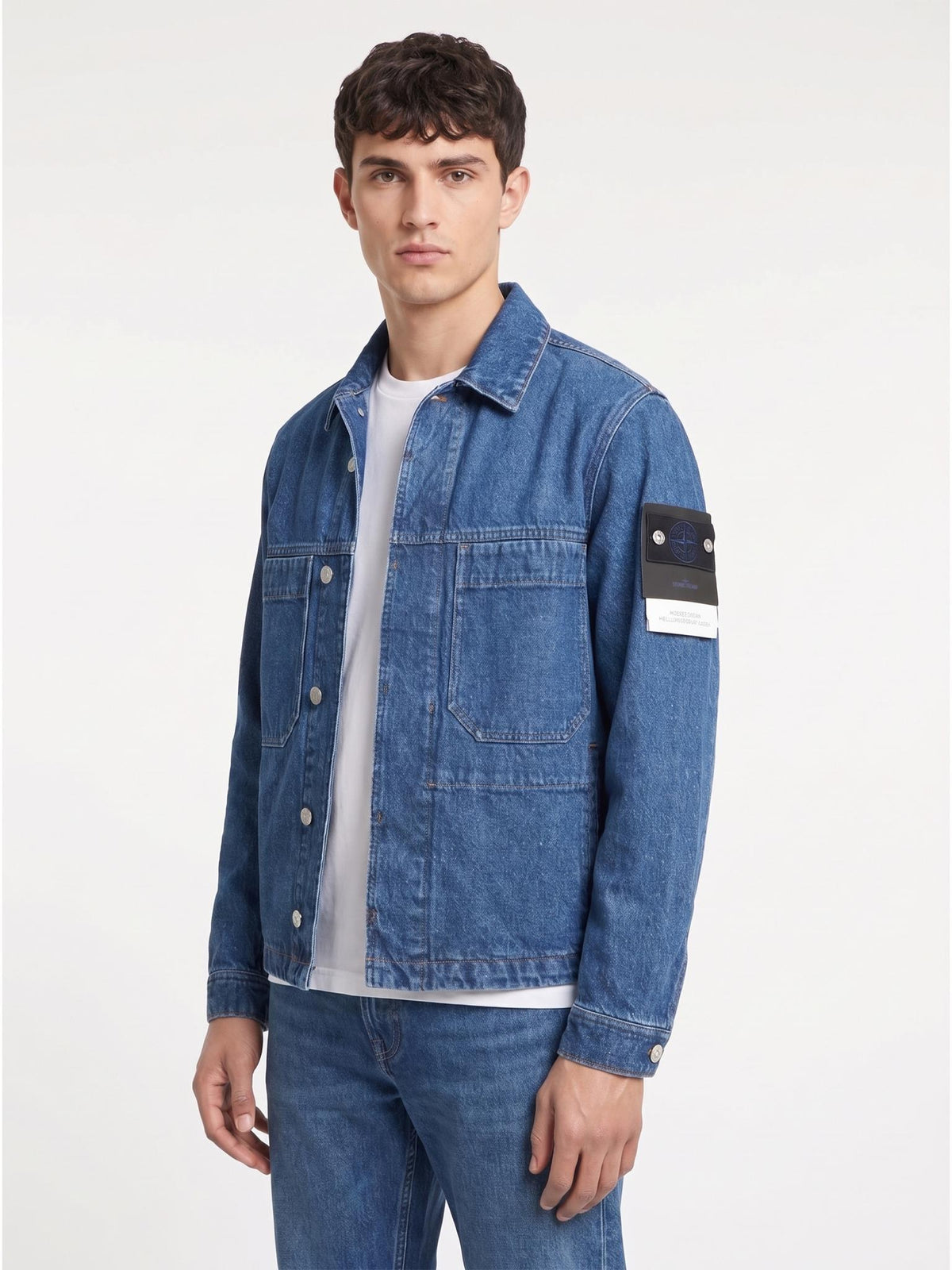 STONE ISLAND Blue Denim Trucker Jacket Men