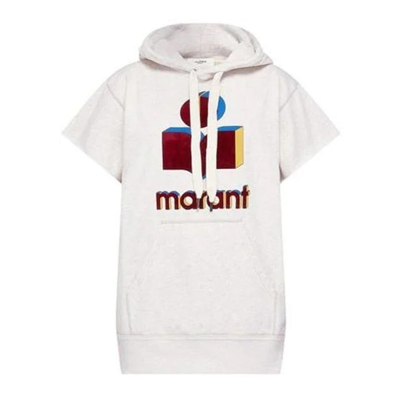 Isabel Marant Ecru Short Sleeve Hoodie Women’s Cotton Pullover