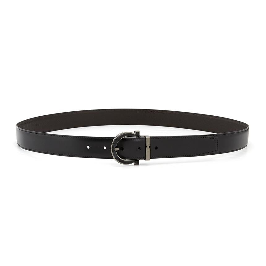 Ferragamo Gancini Men’s Reversible Leather Belt Pre-Cut 670196 0770683