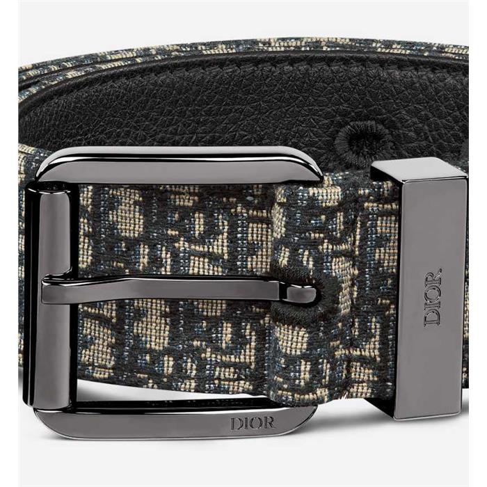 DIOR Men’s Leather Belt 35mm Black Silver Buckle