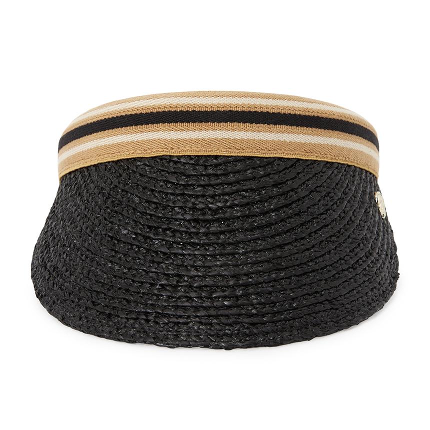 HELEN KAMINSKI Bianca 8 Stripe Women’s Visor Cap HAT52203 CHARCOAL BLACK STRIPE