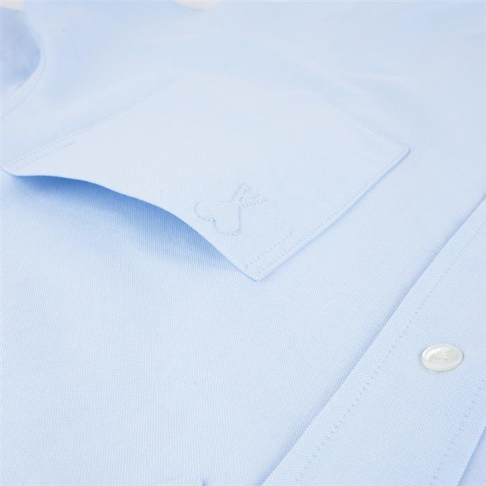 AMI Cotton Oxford Embossed Cropped Oversized Shirt