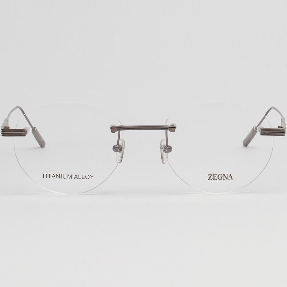 Zegna Titanium Rimless Round Eyeglass Frame Unisex Lightweight EZ5263 H 008