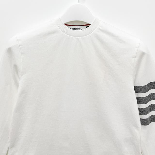 THOM BROWNE White 4-Bar Armband Long Sleeve T-Shirt