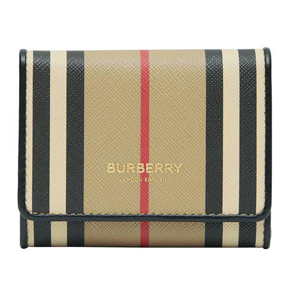 BURBERRY Icon Stripe Leather Card Holder Wallet