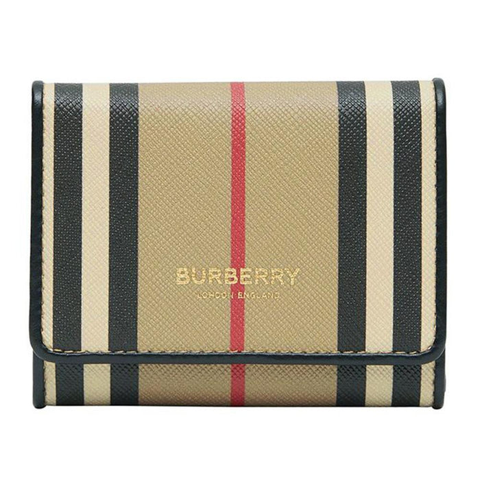BURBERRY Icon Stripe Leather Card Holder Wallet