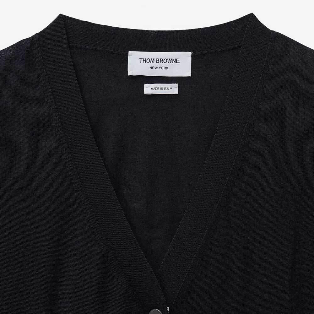 THOM BROWNE Women’s 4-Bar V-Neck Wool Cardigan White
