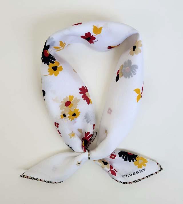 BURBERRY Check Pattern Wool Silk Scarf