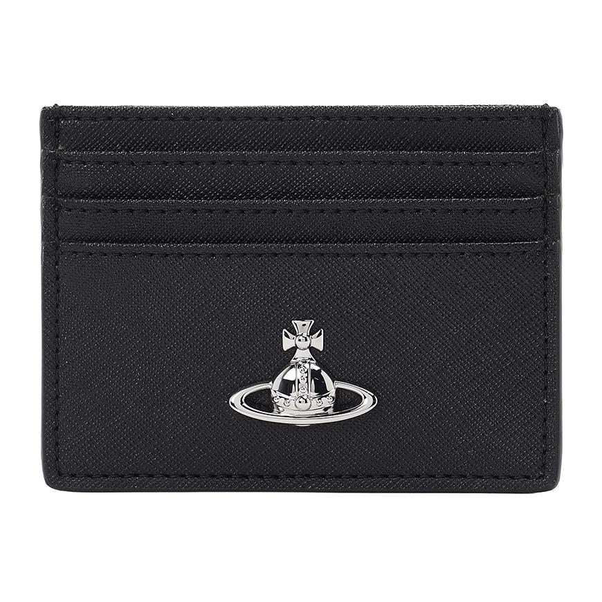 Vivienne Westwood Saffiano Leather Flat Card Holder Black
