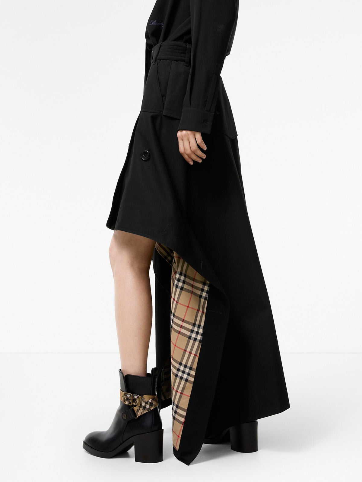 BURBERRY Black Wool Long Skirt