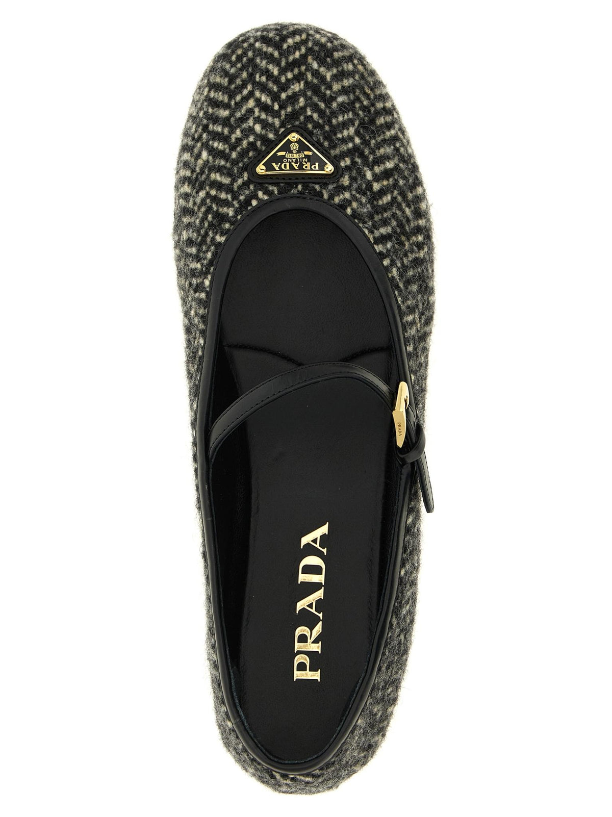 PRADA Black Leather Pointed Toe Flat Shoes