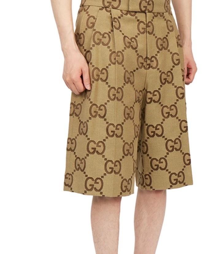 GUCCI GG Logo Canvas Shorts Brown Classic Pants