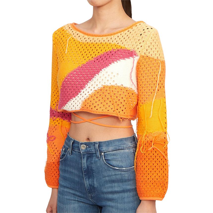 House of Sunny Women’s Cropped Knit Sweater Multi Color