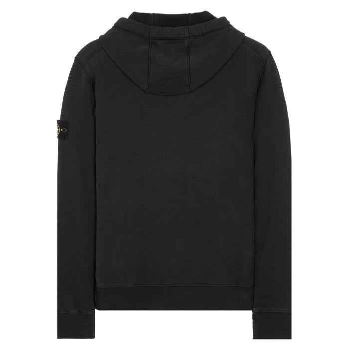 STONE ISLAND Black Cotton Hooded Sweatshirt