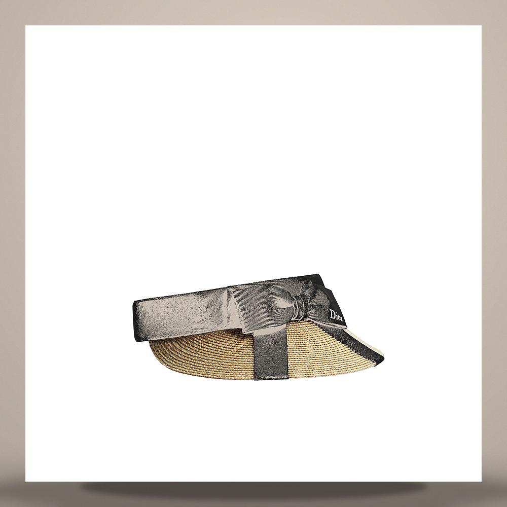 DIOR D-Smash Visor Straw Black Grosgrain Bucket Hat CPV00198ESGG C100