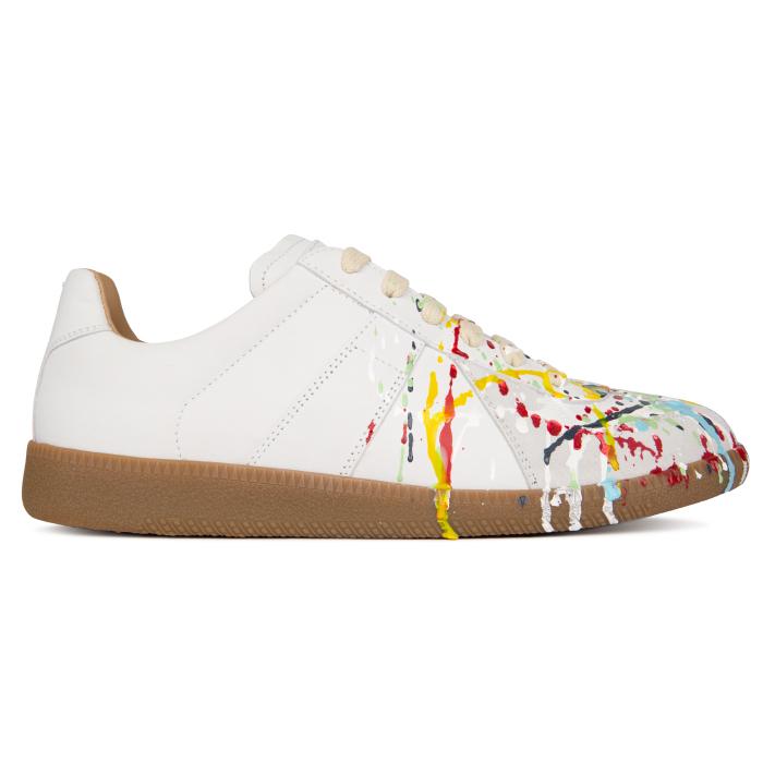 Maison Margiela Painting German Army Low-Top Sneakers White Leather